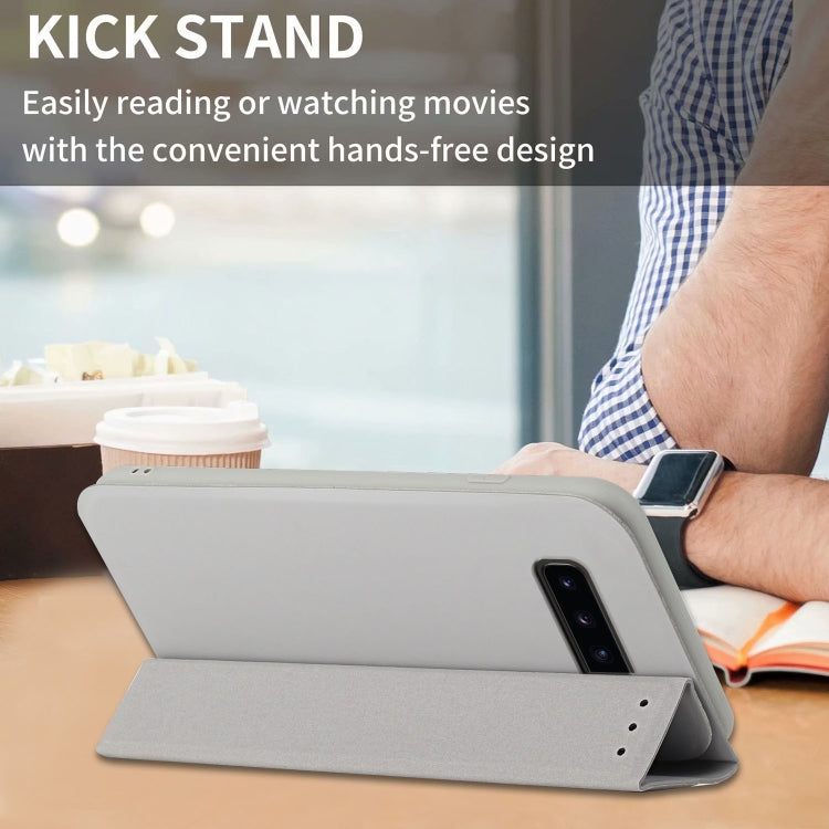 For Samsung Galaxy S10+ 3-Folding Ultrathin Skin Feel Magnetic Solid Color Horizontal Flip Leather Case with Holder