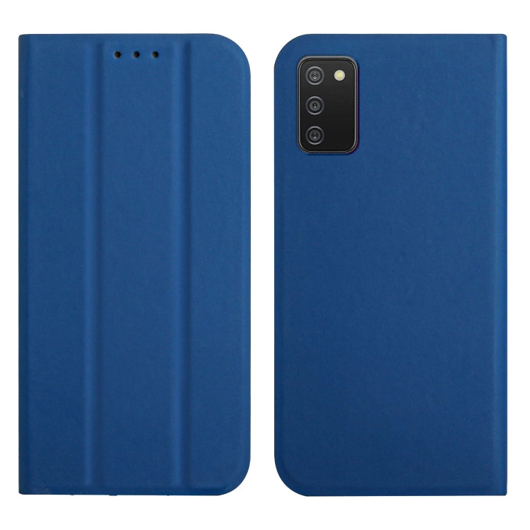 For Samsung Galaxy A02s 3-Folding Ultrathin Skin Feel Magnetic Solid Color Horizontal Flip Leather Case with Holder