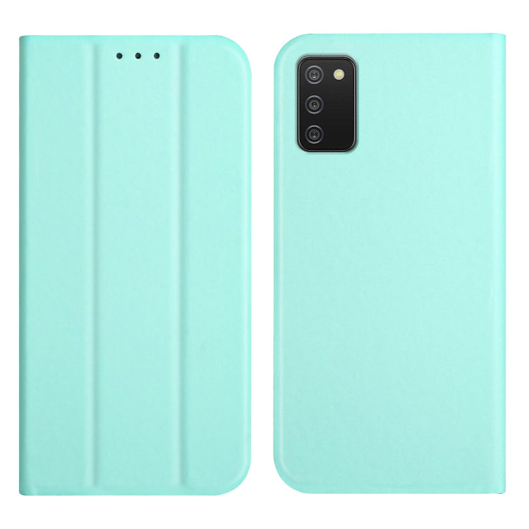 For Samsung Galaxy A02s US Version 3-Folding Ultrathin Skin Feel Magnetic Solid Color Horizontal Flip Leather Case with Holder