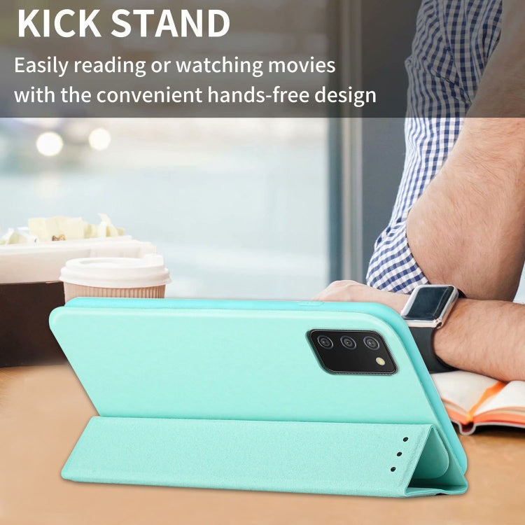 For Samsung Galaxy A02s US Version 3-Folding Ultrathin Skin Feel Magnetic Solid Color Horizontal Flip Leather Case with Holder