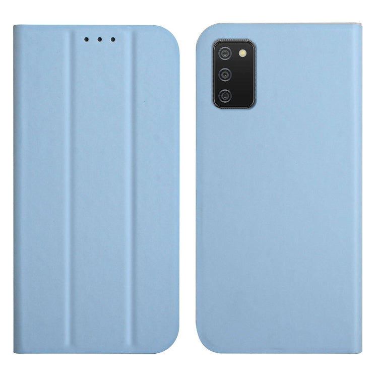 For Samsung Galaxy A02s US Version 3-Folding Ultrathin Skin Feel Magnetic Solid Color Horizontal Flip Leather Case with Holder