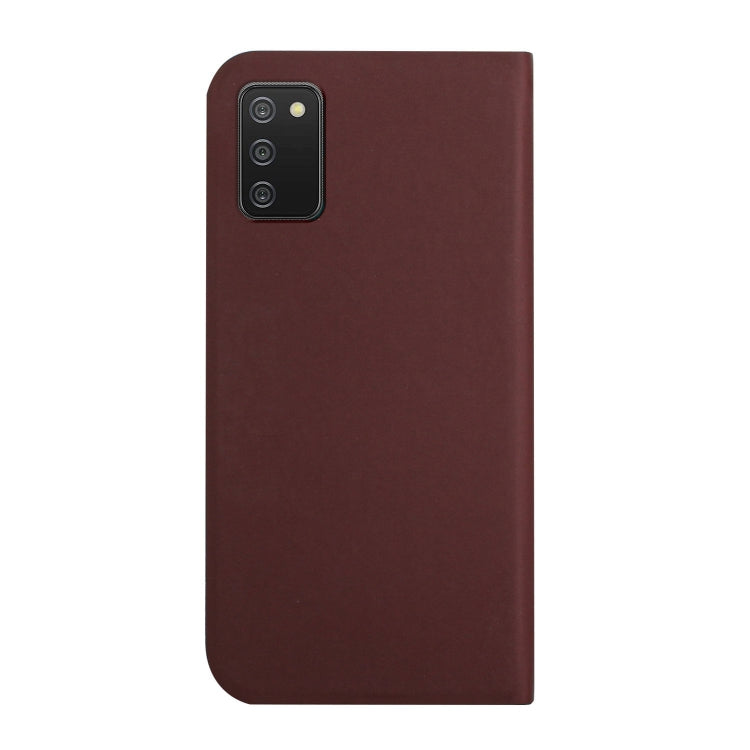 For Samsung Galaxy A02s US Version 3-Folding Ultrathin Skin Feel Magnetic Solid Color Horizontal Flip Leather Case with Holder