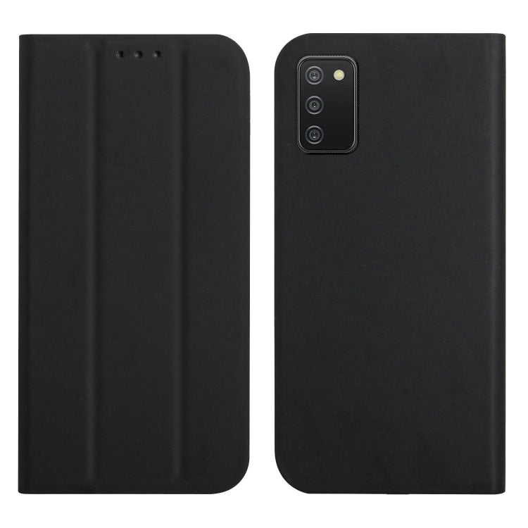 For Samsung Galaxy A02s US Version 3-Folding Ultrathin Skin Feel Magnetic Solid Color Horizontal Flip Leather Case with Holder