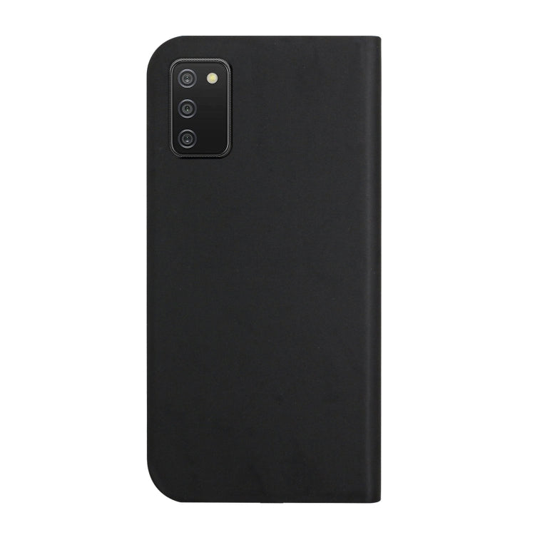 For Samsung Galaxy A02s US Version 3-Folding Ultrathin Skin Feel Magnetic Solid Color Horizontal Flip Leather Case with Holder