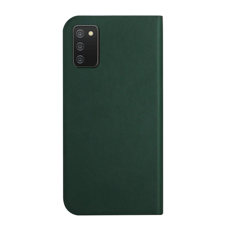 For Samsung Galaxy A02s US Version 3-Folding Ultrathin Skin Feel Magnetic Solid Color Horizontal Flip Leather Case with Holder