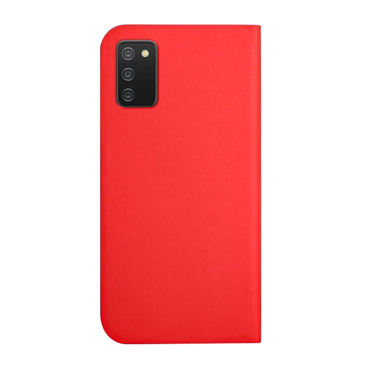 For Samsung Galaxy A02s US Version 3-Folding Ultrathin Skin Feel Magnetic Solid Color Horizontal Flip Leather Case with Holder
