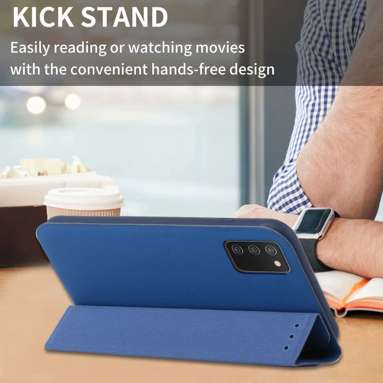 For Samsung Galaxy A02s US Version 3-Folding Ultrathin Skin Feel Magnetic Solid Color Horizontal Flip Leather Case with Holder