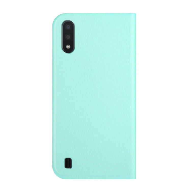 For Samsung Galaxy A10 3-Folding Ultrathin Skin Feel Magnetic Solid Color Horizontal Flip Leather Case with Holder