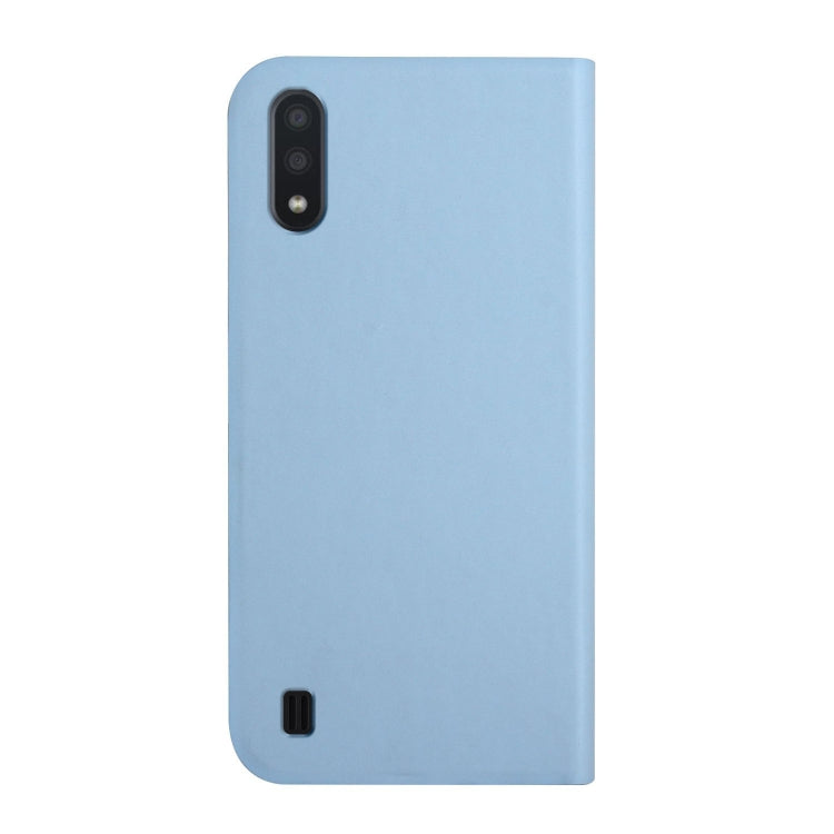 For Samsung Galaxy A10 3-Folding Ultrathin Skin Feel Magnetic Solid Color Horizontal Flip Leather Case with Holder