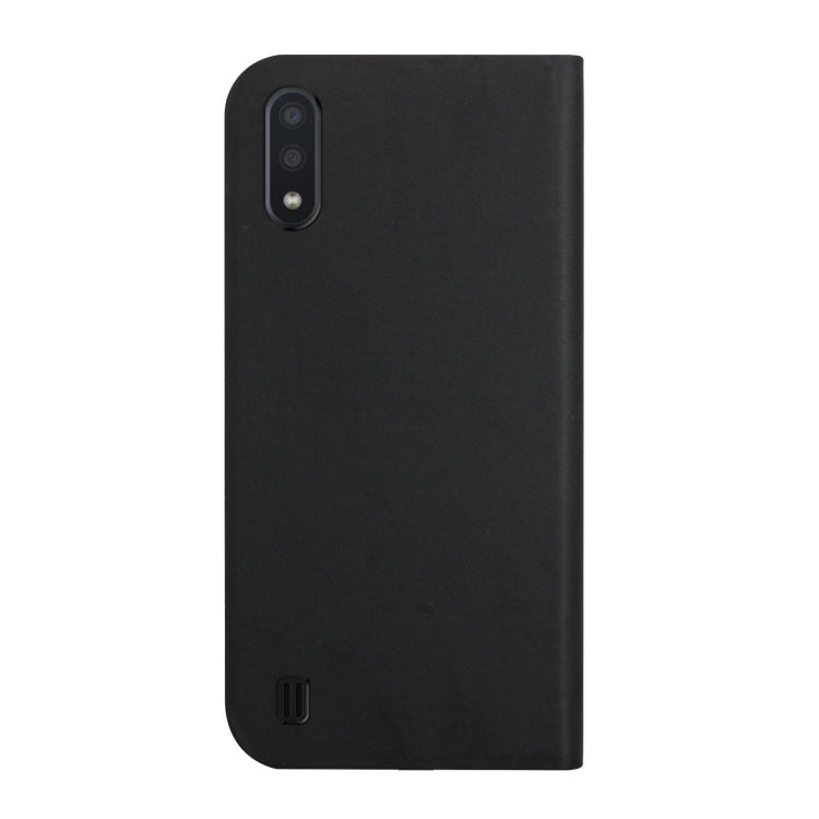 For Samsung Galaxy A10 3-Folding Ultrathin Skin Feel Magnetic Solid Color Horizontal Flip Leather Case with Holder