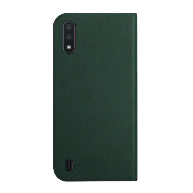 For Samsung Galaxy A10 3-Folding Ultrathin Skin Feel Magnetic Solid Color Horizontal Flip Leather Case with Holder