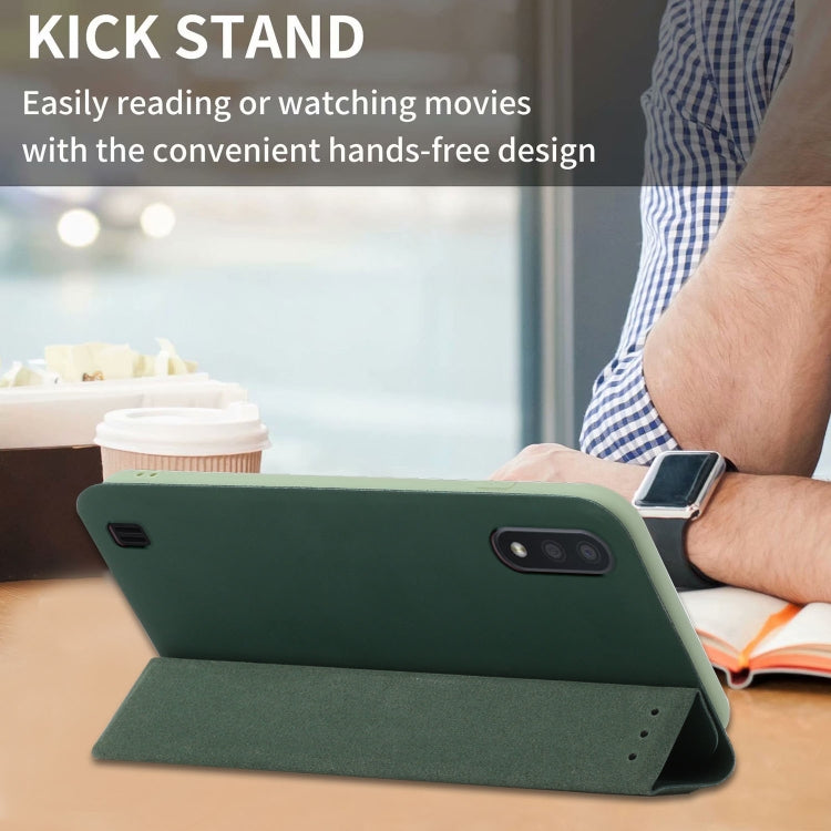 For Samsung Galaxy A10 3-Folding Ultrathin Skin Feel Magnetic Solid Color Horizontal Flip Leather Case with Holder