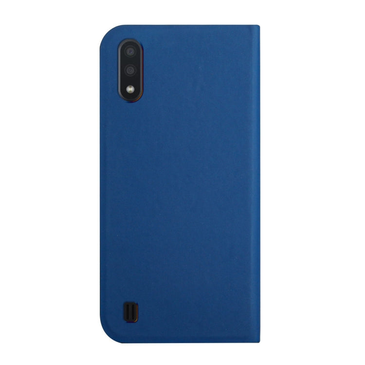 For Samsung Galaxy A10 3-Folding Ultrathin Skin Feel Magnetic Solid Color Horizontal Flip Leather Case with Holder