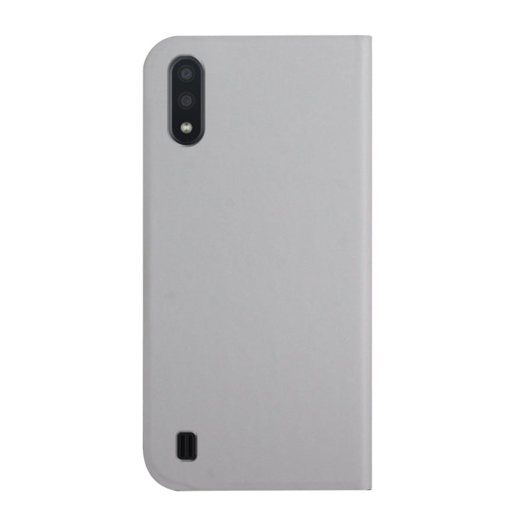 For Samsung Galaxy A10 3-Folding Ultrathin Skin Feel Magnetic Solid Color Horizontal Flip Leather Case with Holder