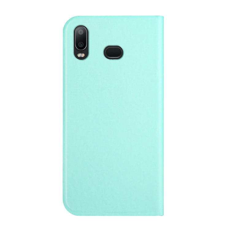 For Samsung Galaxy A10s 3-Folding Ultrathin Skin Feel Magnetic Solid Color Horizontal Flip Leather Case with Holder