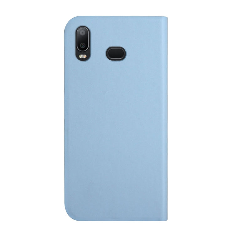 For Samsung Galaxy A10s 3-Folding Ultrathin Skin Feel Magnetic Solid Color Horizontal Flip Leather Case with Holder