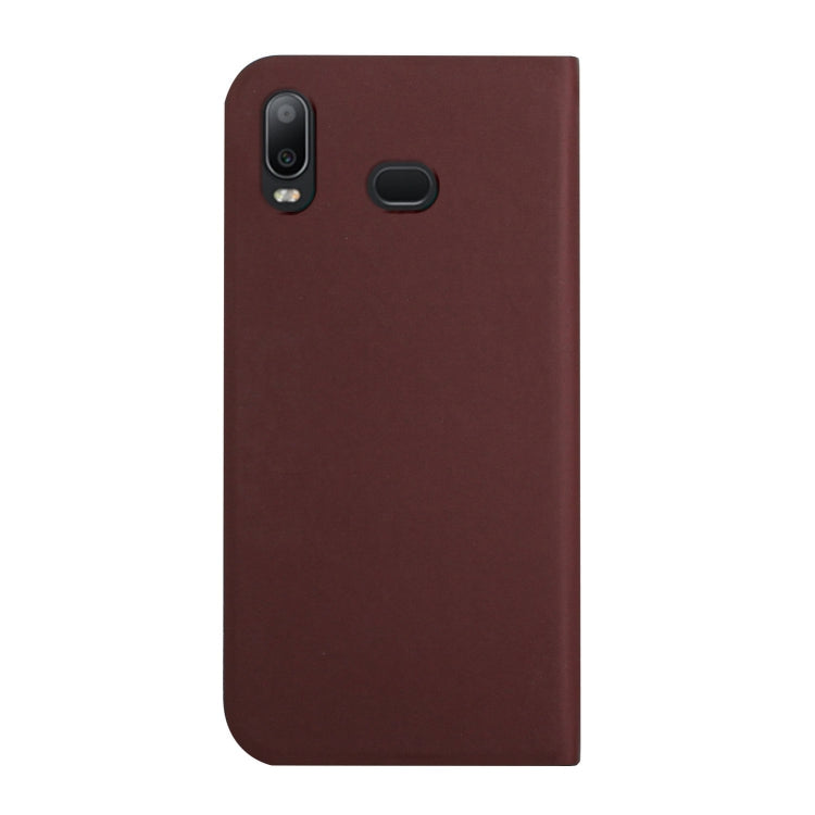 For Samsung Galaxy A10s 3-Folding Ultrathin Skin Feel Magnetic Solid Color Horizontal Flip Leather Case with Holder