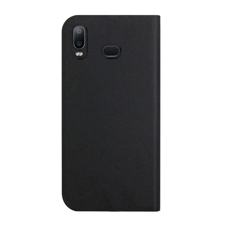 For Samsung Galaxy A10s 3-Folding Ultrathin Skin Feel Magnetic Solid Color Horizontal Flip Leather Case with Holder
