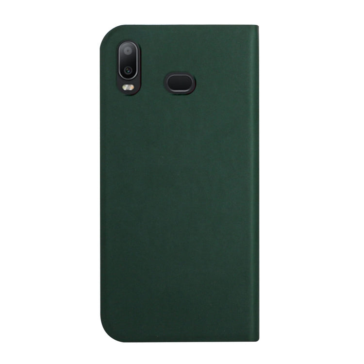 For Samsung Galaxy A10s 3-Folding Ultrathin Skin Feel Magnetic Solid Color Horizontal Flip Leather Case with Holder