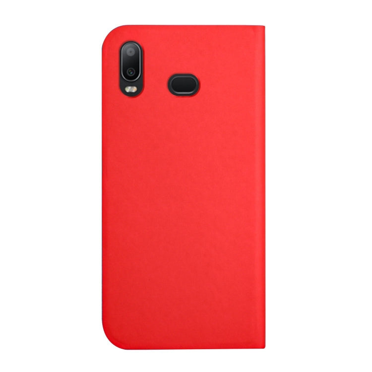 For Samsung Galaxy A10s 3-Folding Ultrathin Skin Feel Magnetic Solid Color Horizontal Flip Leather Case with Holder