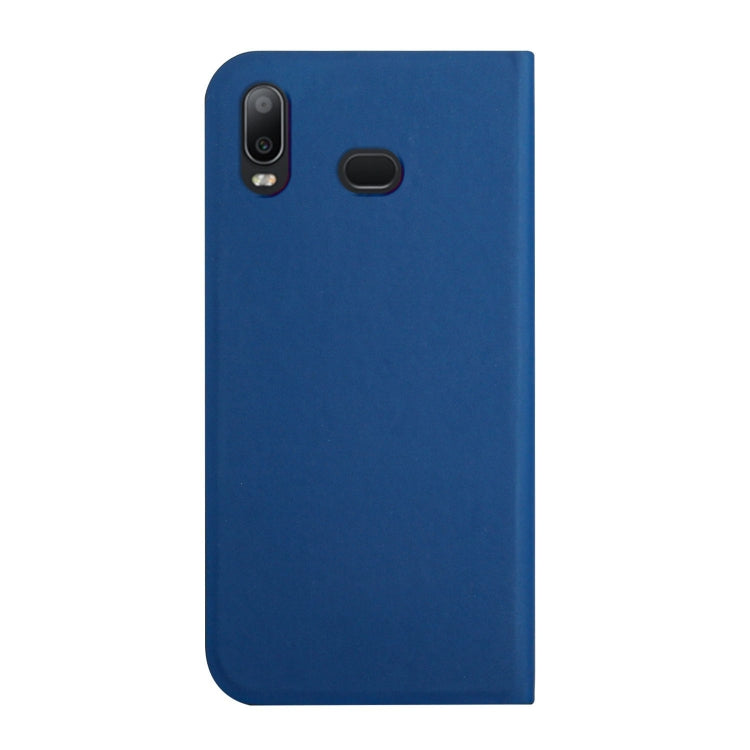 For Samsung Galaxy A10s 3-Folding Ultrathin Skin Feel Magnetic Solid Color Horizontal Flip Leather Case with Holder