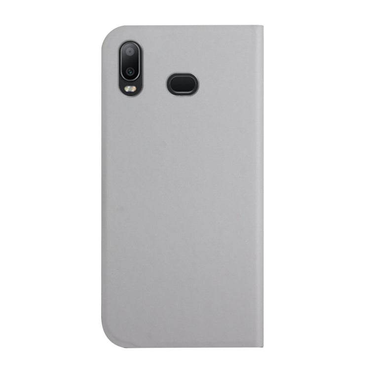 For Samsung Galaxy A10s 3-Folding Ultrathin Skin Feel Magnetic Solid Color Horizontal Flip Leather Case with Holder