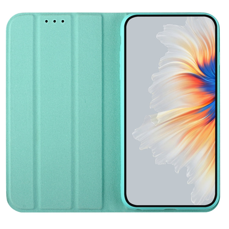 For Samsung Galaxy A11 3-Folding Ultrathin Skin Feel Magnetic Solid Color Horizontal Flip Leather Case with Holder