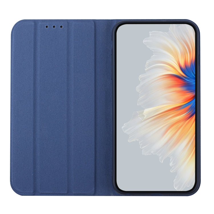 For Samsung Galaxy A11 3-Folding Ultrathin Skin Feel Magnetic Solid Color Horizontal Flip Leather Case with Holder