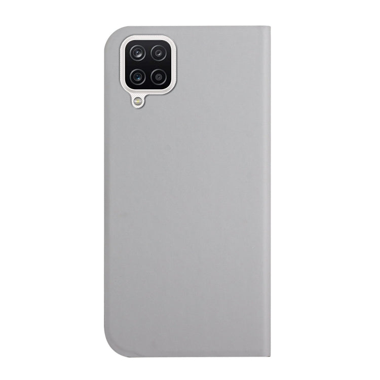 For Samsung Galaxy A12 5G 3-Folding Ultrathin Skin Feel Magnetic Solid Color Horizontal Flip Leather Case with Holder