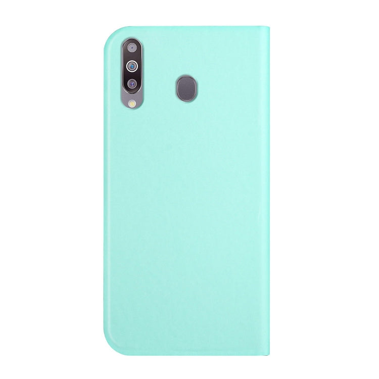 For Samsung Galaxy A20s 3-Folding Ultrathin Skin Feel Magnetic Solid Color Horizontal Flip Leather Case with Holder
