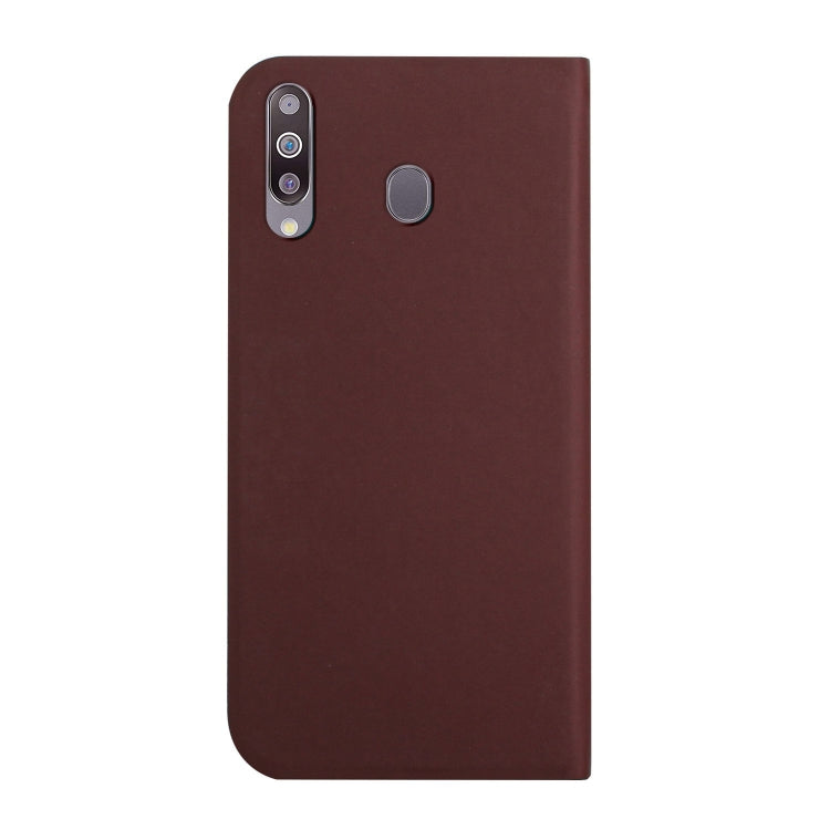 For Samsung Galaxy A20s 3-Folding Ultrathin Skin Feel Magnetic Solid Color Horizontal Flip Leather Case with Holder