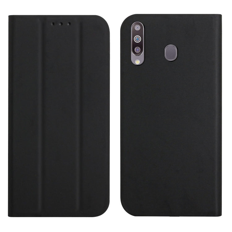 For Samsung Galaxy A20s 3-Folding Ultrathin Skin Feel Magnetic Solid Color Horizontal Flip Leather Case with Holder