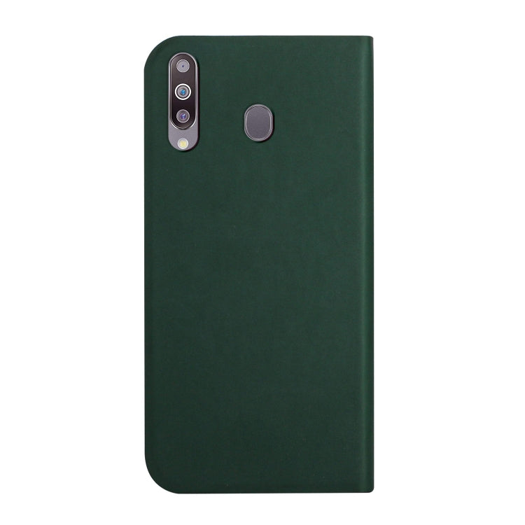 For Samsung Galaxy A20s 3-Folding Ultrathin Skin Feel Magnetic Solid Color Horizontal Flip Leather Case with Holder