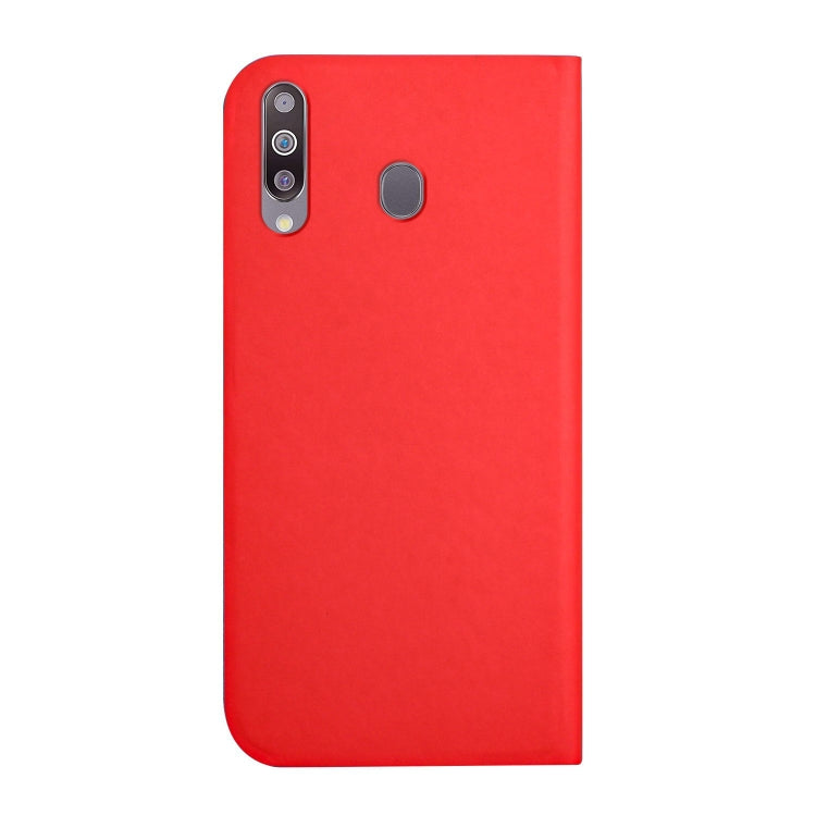 For Samsung Galaxy A20s 3-Folding Ultrathin Skin Feel Magnetic Solid Color Horizontal Flip Leather Case with Holder