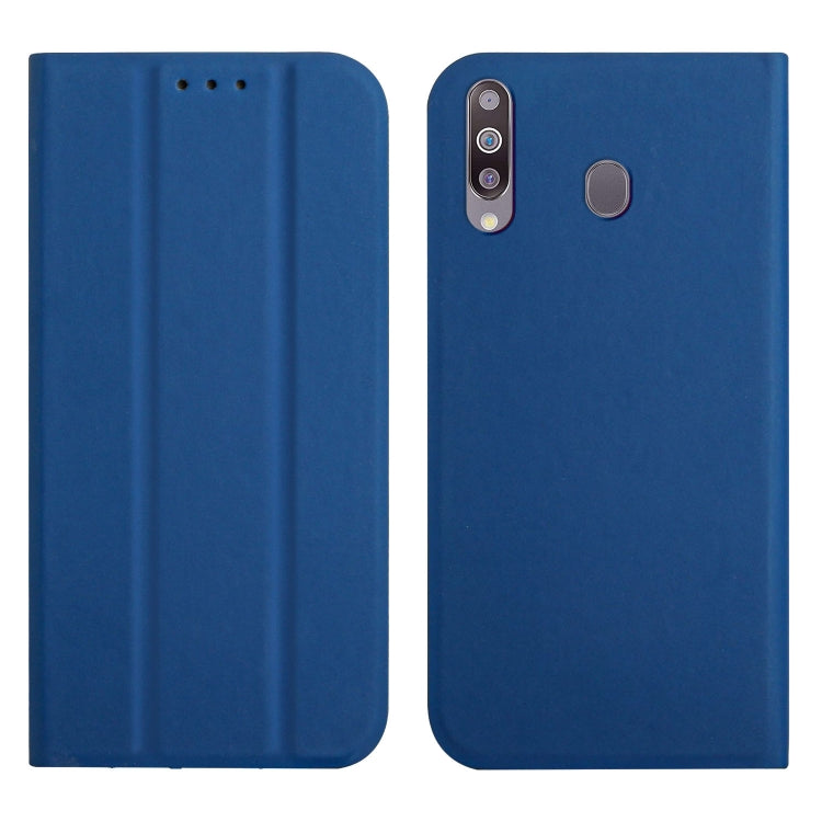 For Samsung Galaxy A20s 3-Folding Ultrathin Skin Feel Magnetic Solid Color Horizontal Flip Leather Case with Holder