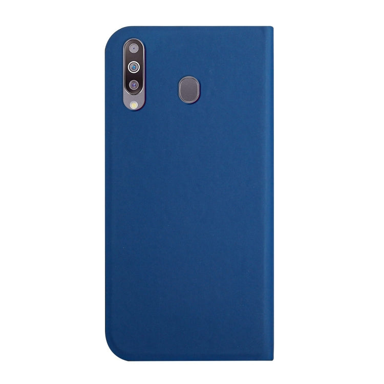 For Samsung Galaxy A20s 3-Folding Ultrathin Skin Feel Magnetic Solid Color Horizontal Flip Leather Case with Holder