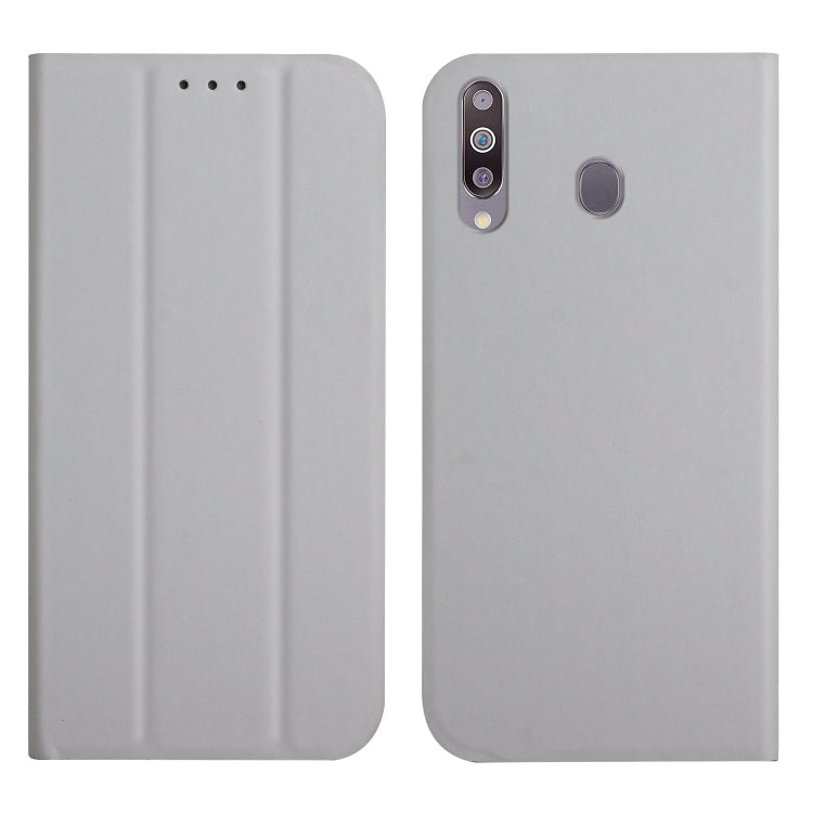 For Samsung Galaxy A20s 3-Folding Ultrathin Skin Feel Magnetic Solid Color Horizontal Flip Leather Case with Holder