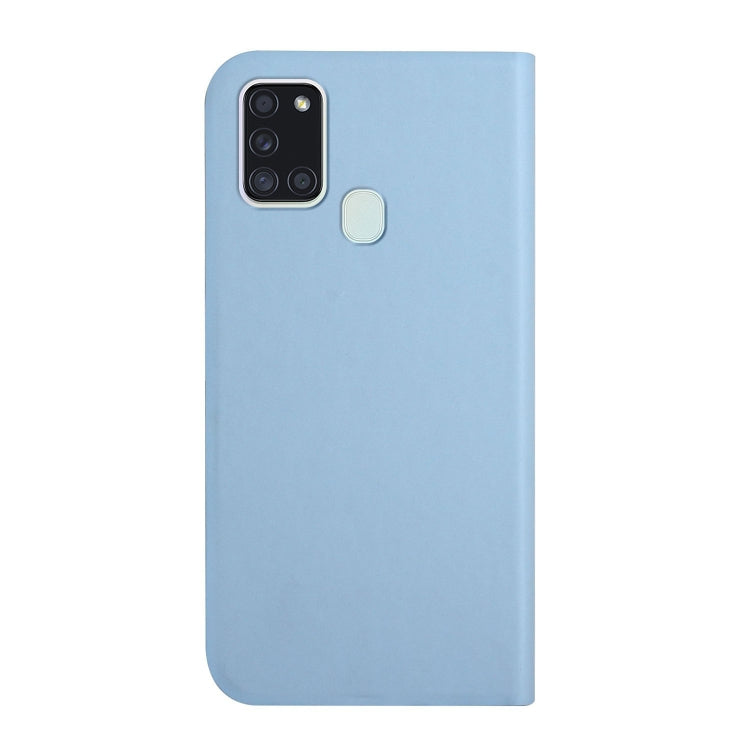 For Samsung Galaxy A21s 3-Folding Ultrathin Skin Feel Magnetic Solid Color Horizontal Flip Leather Case with Holder
