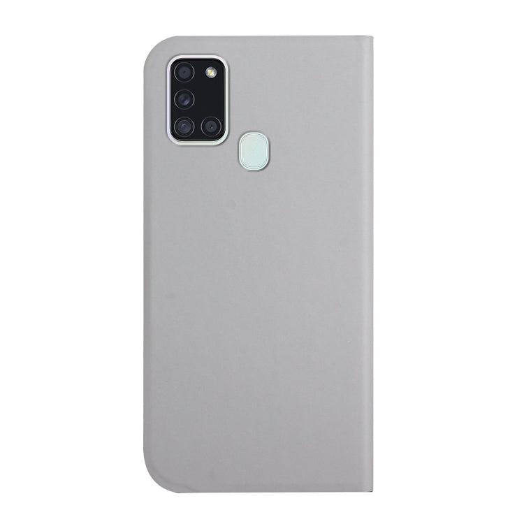 For Samsung Galaxy A21s 3-Folding Ultrathin Skin Feel Magnetic Solid Color Horizontal Flip Leather Case with Holder