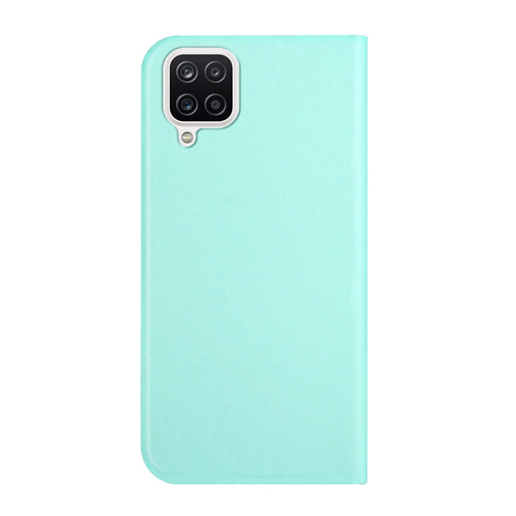 For Samsung Galaxy A22 4G 3-Folding Ultrathin Skin Feel Magnetic Solid Color Horizontal Flip Leather Case with Holder