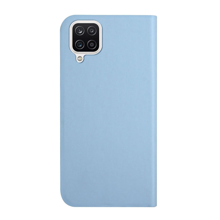 For Samsung Galaxy A22 4G 3-Folding Ultrathin Skin Feel Magnetic Solid Color Horizontal Flip Leather Case with Holder