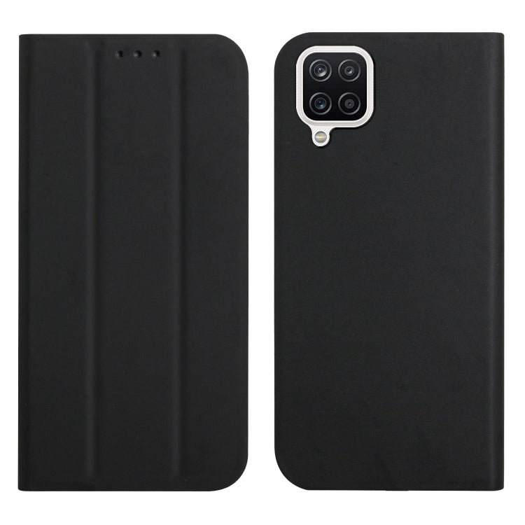 For Samsung Galaxy A22 4G 3-Folding Ultrathin Skin Feel Magnetic Solid Color Horizontal Flip Leather Case with Holder
