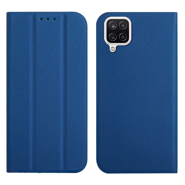 For Samsung Galaxy A22 4G 3-Folding Ultrathin Skin Feel Magnetic Solid Color Horizontal Flip Leather Case with Holder