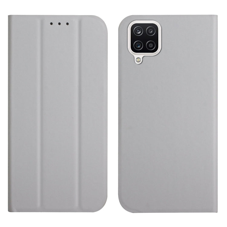 For Samsung Galaxy A22 4G 3-Folding Ultrathin Skin Feel Magnetic Solid Color Horizontal Flip Leather Case with Holder