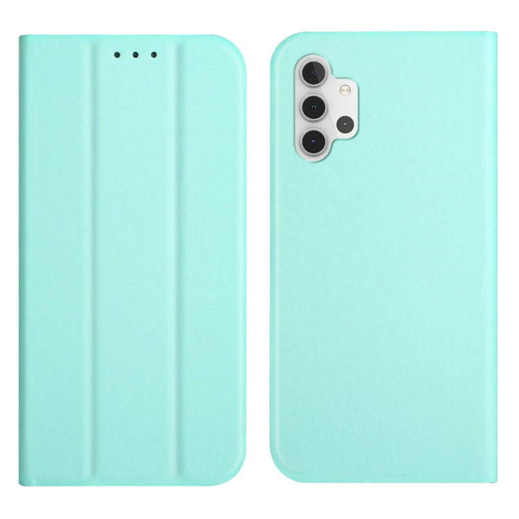 For Samsung Galaxy A32 4G 3-Folding Ultrathin Skin Feel Magnetic Solid Color Horizontal Flip Leather Case with Holder