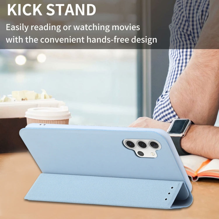 For Samsung Galaxy A32 4G 3-Folding Ultrathin Skin Feel Magnetic Solid Color Horizontal Flip Leather Case with Holder