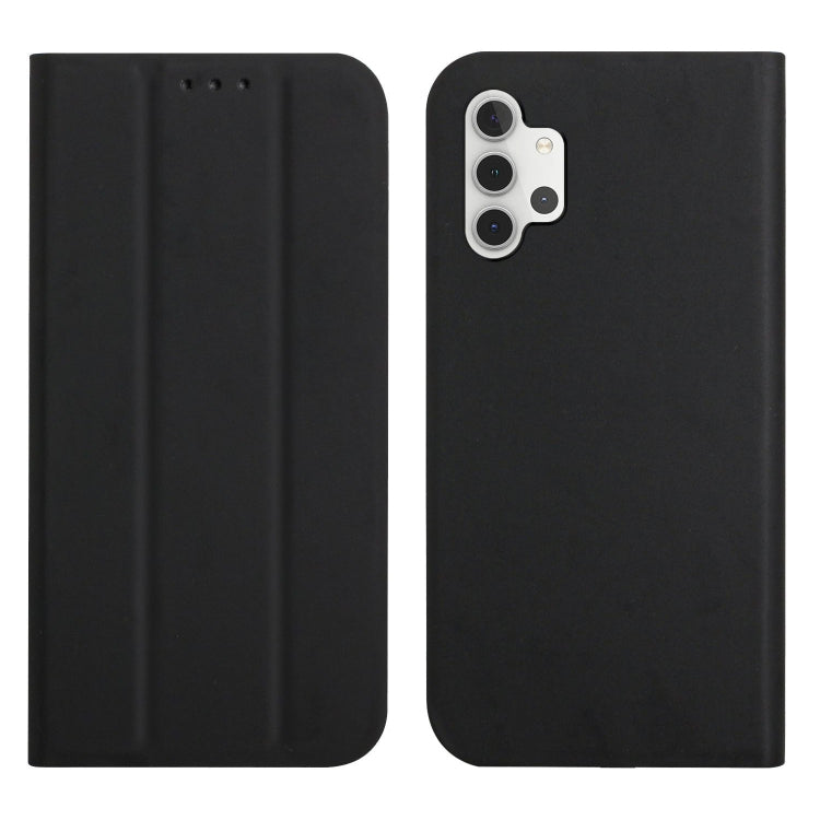For Samsung Galaxy A32 4G 3-Folding Ultrathin Skin Feel Magnetic Solid Color Horizontal Flip Leather Case with Holder