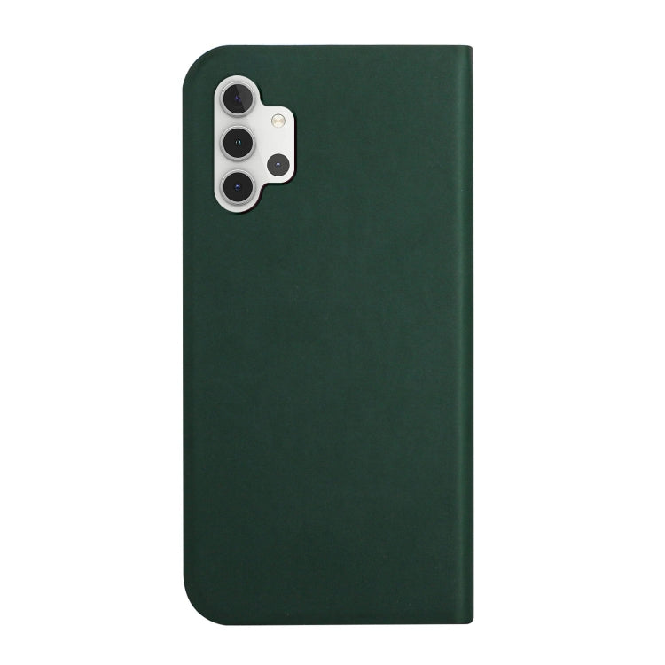 For Samsung Galaxy A32 4G 3-Folding Ultrathin Skin Feel Magnetic Solid Color Horizontal Flip Leather Case with Holder