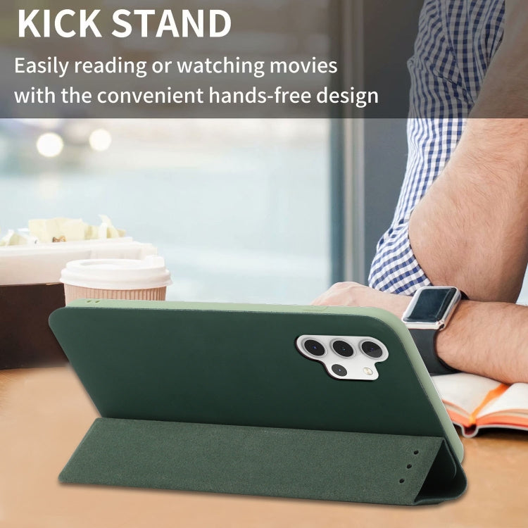 For Samsung Galaxy A32 4G 3-Folding Ultrathin Skin Feel Magnetic Solid Color Horizontal Flip Leather Case with Holder