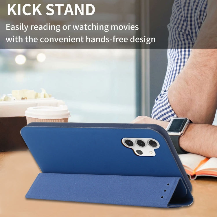For Samsung Galaxy A32 4G 3-Folding Ultrathin Skin Feel Magnetic Solid Color Horizontal Flip Leather Case with Holder